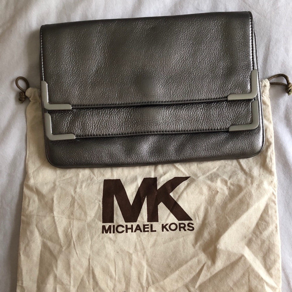 Grey metallic Michael Kors Clutch